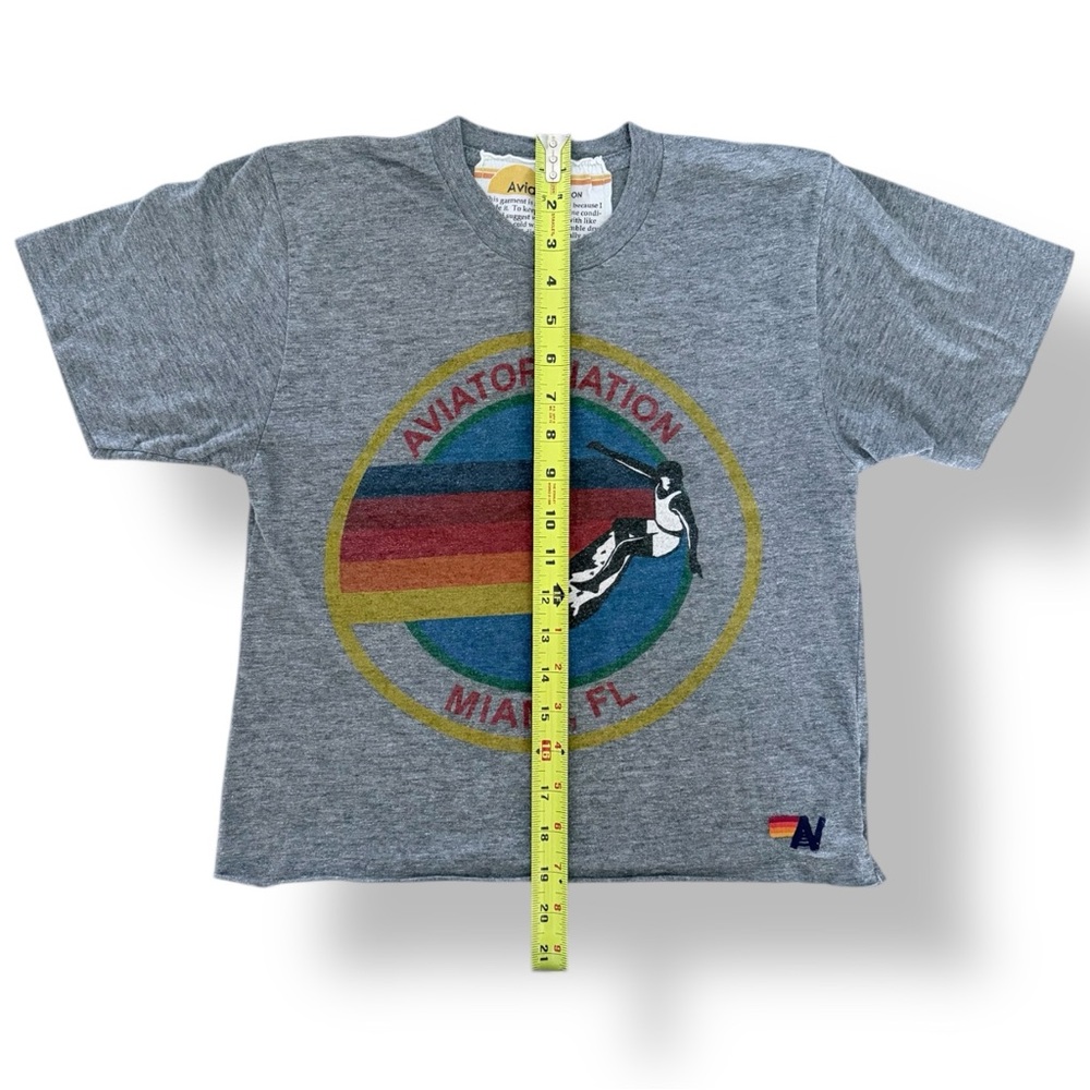 Aviator Nation Miami Boyfriend Raw Hem Tee Small Heather Grey - Picture 4 of 8